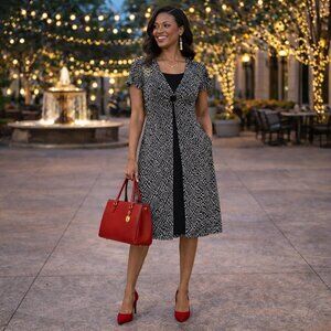 Connected Apparel Black & White Dress NWT Women’s Sheath Career Cocktail